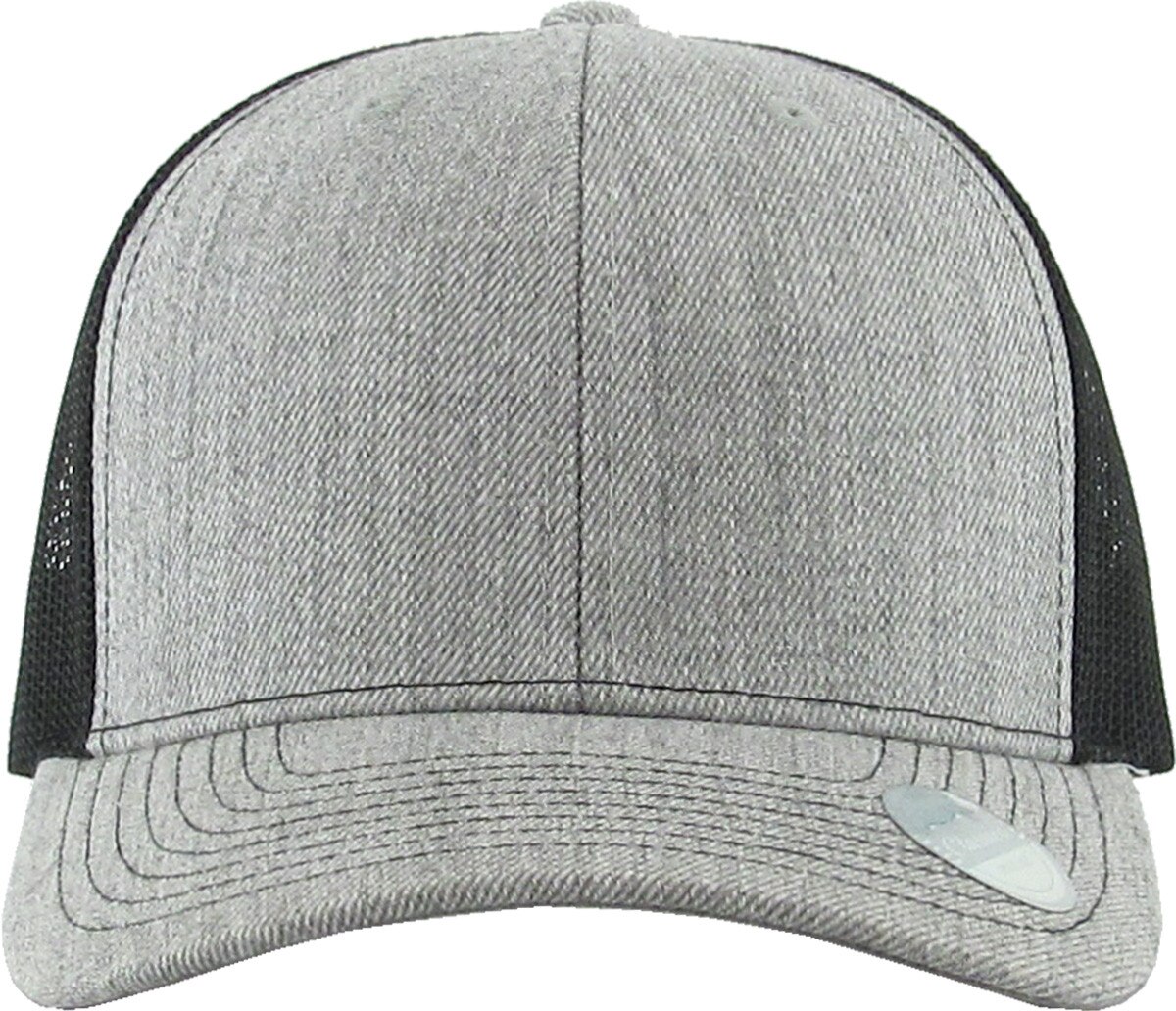 Heather Light Gray Black Two Tone Classic 6 Panel Trucker Mesh Snapback Front View